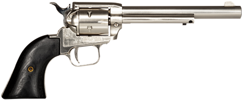 Heritage Mfg RR22NI6BW Rough Rider  22 LR 6rd 6.50" Nickel Steel Barrel, Nickel Aluminum Frame, Matte Nickel Cylinder, Black Laminate Grip, Hammer/Thumb Safety, Exposed Hammer