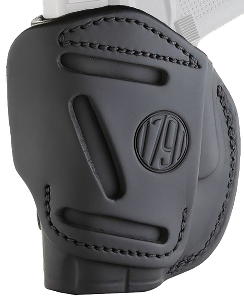 1791 Gunleather 4WH2SBLR 4-Way  IWB/OWB Size 02 Stealth Black Leather Belt Clip Compatible w/Ruger LCP/S&W Bodyguard/Glock 42/43/43X Right Hand