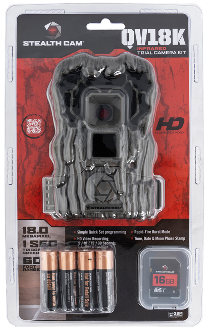 Stealth Cam STCQV18K QV18 Combo Brown 18MP Image Resolution, Low Glow Flash, Up to 32GB SD Card Memory, Features Integrated Python Provision Lock Latch