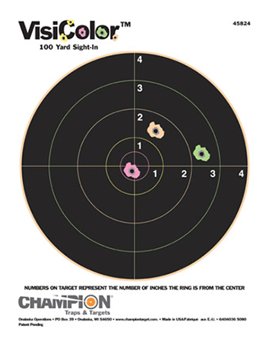 Champion Targets 45824 VisiColor  Bullseye Paper Hanging Pistol/Rifle 8.50" x 11" Multi-Color Includes Pasters 10 Pack