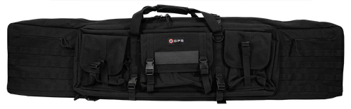 GPS Bags DRC55 Double Rifle Case Black 600D Polyester w/ 2 Padded Pistol Sleeves MOLLE Webbing & Lockable Zippers