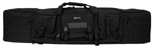 GPS Bags DRC55 Double Rifle Case Black 600D Polyester w/ 2 Padded Pistol Sleeves MOLLE Webbing & Lockable Zippers