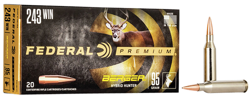 Federal P243BCH1 Premium  243Win 95gr Berger Hybrid Hunter 20 Per Box/10 Case