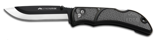 Outdoor Edge RLY50C RazorLite  3.50" Folding Drop Point Tanto Plain 420J2 SS Blade Black/Gray Polymer Handle