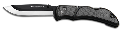 Outdoor Edge RLY50C RazorLite  3.50" Folding Drop Point Tanto Plain 420J2 SS Blade Black/Gray Polymer Handle