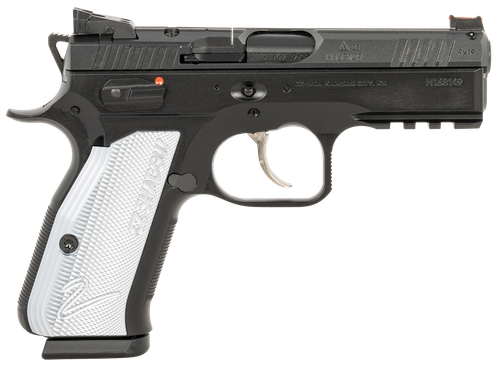 CZ-USA 91252 Shadow 2  Compact Frame 9mm Luger 15+1, 4" Black Steel Barrel, Black Nitride Serrated Steel Slide, Black Steel Frame w/Beavertail & Picatinny Rail, Ambidextrous