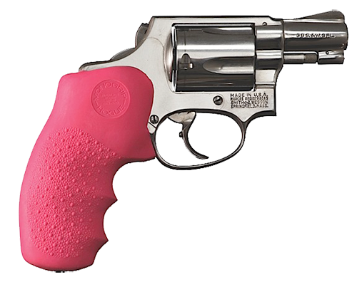 Hogue 60007 OverMolded Monogrip Cobblestone Pink Rubber with Finger Grooves for S&W J Frame with Round Butt
