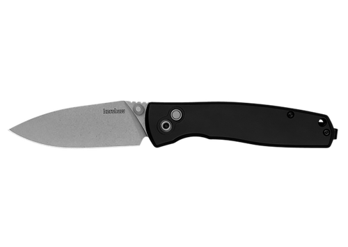 Kershaw 2053 Kindred  3" Folding Spear Point Plain Stonewashed D2 Steel Blade, Black Anodized Aluminum Handle