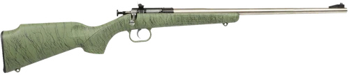 Crickett KSA2442 Gen2  Youth 22 LR 1rd 16.13" Stainless Single Shot Barrel, Stainless Steel Receiver, Green w/Black Webbing Fixed Synthetic Stock