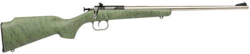 Crickett KSA2442 Gen2  Youth 22 LR 1rd 16.13" Stainless Single Shot Barrel, Stainless Steel Receiver, Green w/Black Webbing Fixed Synthetic Stock