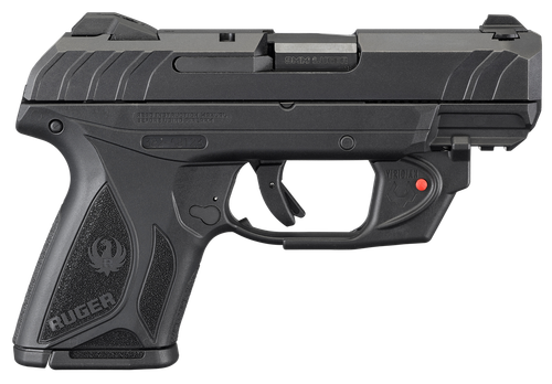 Ruger 3830 Security-9 Compact 9mm Luger  3.42" Barrel 10+1, Black Nylon Grip Frame With Picatinny Acc. Rail, Black Oxide Steel Slide, Manual Safety, Includes Viridian Red Laser