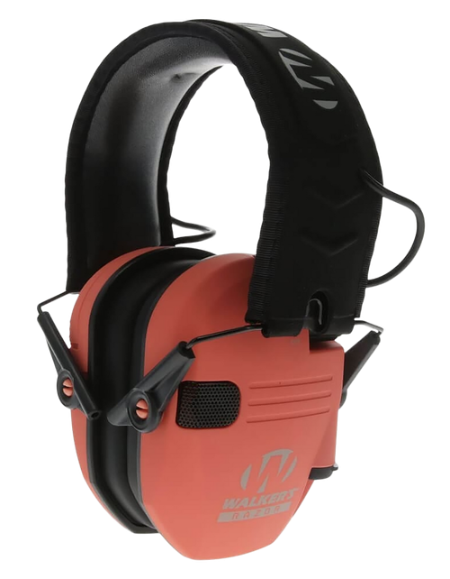 Walker's GWPRSEMCOR Razor Slim Electronic Muff 23 dB Over the Head Coral/Black Polymer