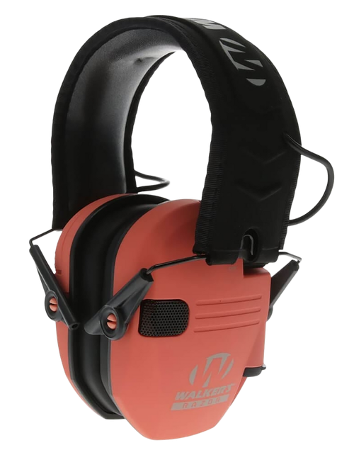 Walker's GWPRSEMCOR Razor Slim Electronic Muff 23 dB Over the Head Coral/Black Polymer