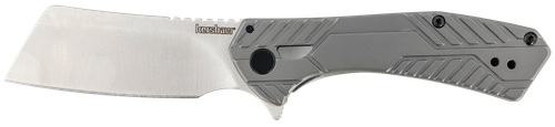 Kershaw 3445 Static  2.90" Folding Cleaver Plain Satin 8Cr13MoV SS Blade Gray PVD Stainless Steel Handle Includes Pocket Clip