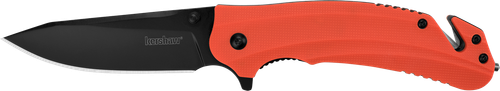 Kershaw 8650 Barricade  3.50" Folding Drop Point Plain Black Oxide 8Cr13MoV SS Blade Orange Glass-Filled Nylon Handle Features Glass Breaker Includes Pocket Clip