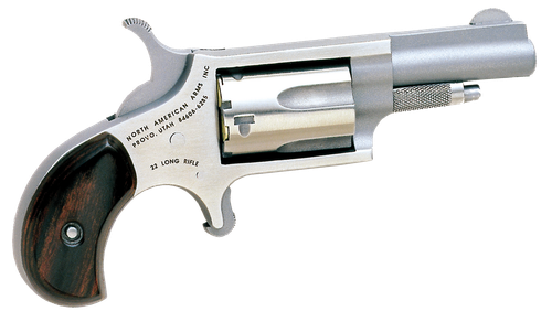 North American Arms 22LLR Mini-Revolver  22 LR 5 Shot 1.63" Stainless Steel Barrel, Frame & Cylinder, Rosewood Birdshead Grip Exposed Hammer