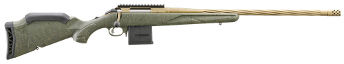 Ruger 46940 American II Predator Full Size 22 ARC 10+1 22" Burnt Bronze Cerakote Spiral Fluted Threaded Barrel & Alloy Steel Receiver w/Picatinny Rail, Green Splatter Adj LOP Synthetic Stock