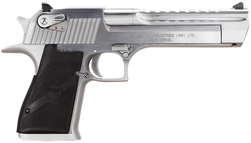 Magnum Research DE44BC Desert Eagle Mark XIX 44 Rem Mag Caliber with 6" Picatinny Barrel, 8+1 Capacity, Overall Brushed Chrome Finish Carbon Steel, Beavertail Frame, Serrated Slide & Black Rubber Grip