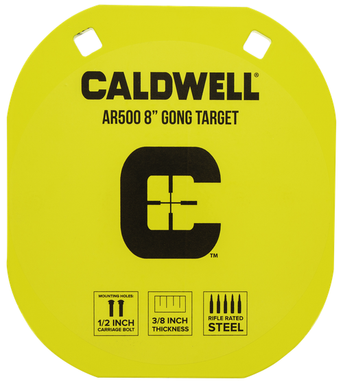 Caldwell 1116703 Gong  8" Yellow AR500 Steel 0.38" Thick Hanging