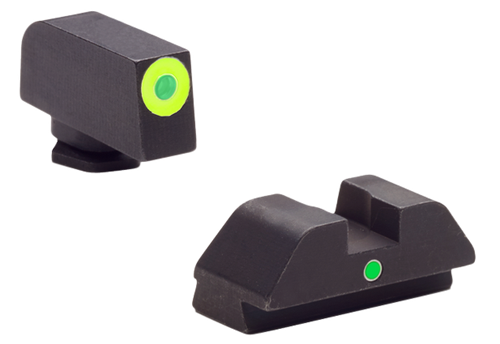 AmeriGlo GL305 i-Dot Sight  Set for Glock  Green Tritium LumiGreen Outline Front Sight-Green Tritium Rear Sight