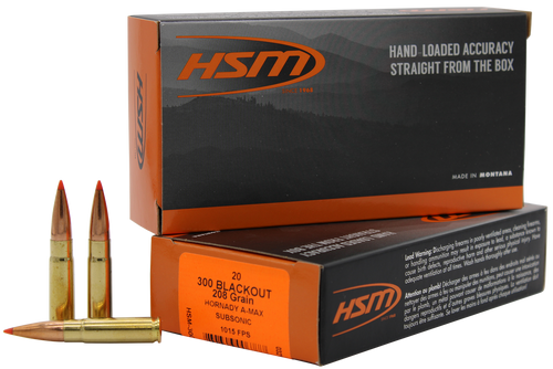 HSM 300BLK1N Match  300 Blackout 208 gr Hornady A Max 20 Per Box/ 25 Case