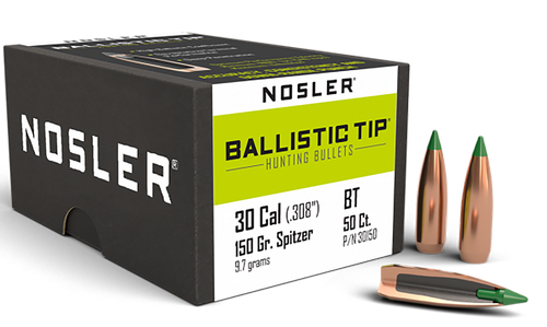Nosler 30150 Ballistic Tip  30Cal 150gr Spitzer 50/Box