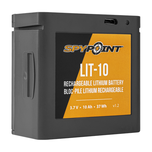 Spypoint 05558 LIT-10 Rechargeable Lithium Battery Pack  Black 3.7 Volts 10,000 mAh Fits LINK-MICRO/LINK-MICRO-LTE/LINK-MICRO-S-LTE/CELL-LINK