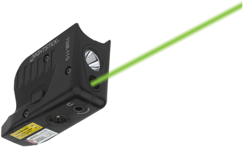 Nightstick TSM11G Tactical Weapon-Mounted Light w/Green Laser Black Polymer Compatible w/ Glock 42/43/43X/48, 150 Lumens White LED Bulb/Green Laser, 104 Meters Beam, Trigger Guard Mount