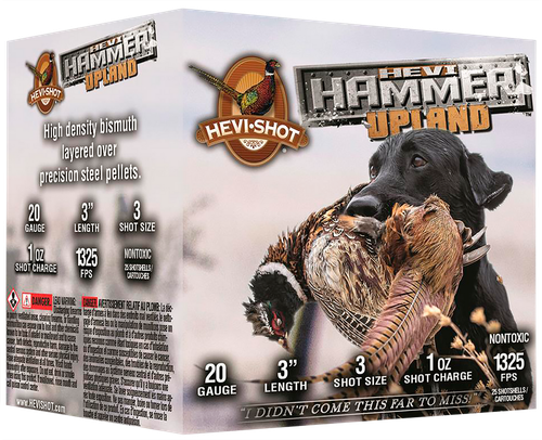 HEVI-Shot HS29213 HEVI-Hammer Upland 20Gauge 3" 1oz Steel/Bismuth 3Shot 25 Per Box/10 Case