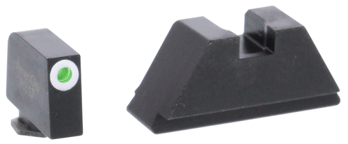AmeriGlo GL411 Optic Compatible Sight Set for Glock  XL Tall Green Tritium White Outline Front Sight-Green Tritium Black Rear Sight