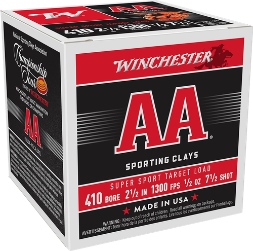 Winchester Ammo AASC417 AA Super Sport Sporting Clay 410Gauge 2.50" 1/2oz 7.5Shot 25 Per Box/10 Case