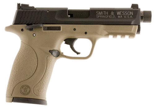 Smith & Wesson 10242 M&P  Compact Frame 22 LR 10+1 3.60" Black Steel Threaded Barrel & Serrated Slide, Flat Dark Earth Cerakote Polymer Frame w/Picatinny Rail, Ambidextrous