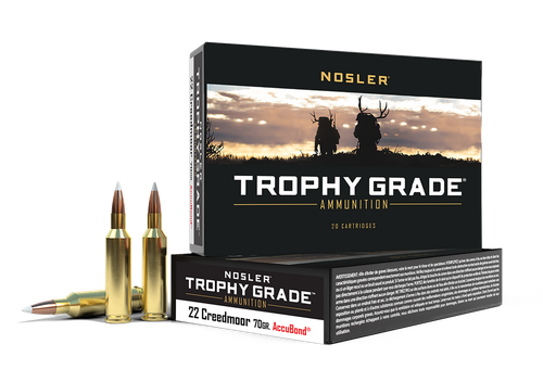 Nosler 60152 Trophy Grade  22Creedmoor 70gr AccuBond 20 Per Box/10 Case