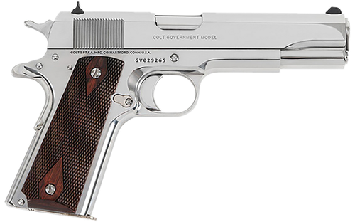 Colt Mfg O1911CBS 1911 Government 45 ACP 8+1 5" Stainless Steel Barrel, Bright Stainless Serrated Slide, Bright Stainless Steel Frame w/Beavertail