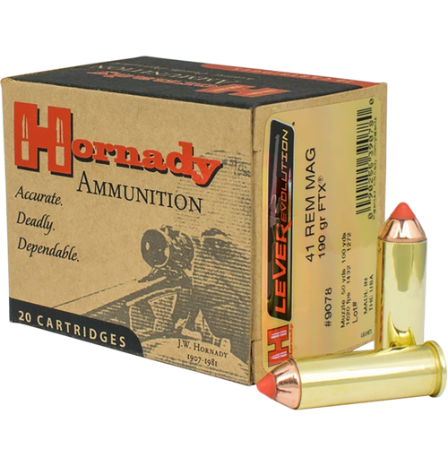 Hornady 9078 LEVERevolution  41RemMag 190gr Hornady Flex Tip eXpanding 20 Per Box/10 Case