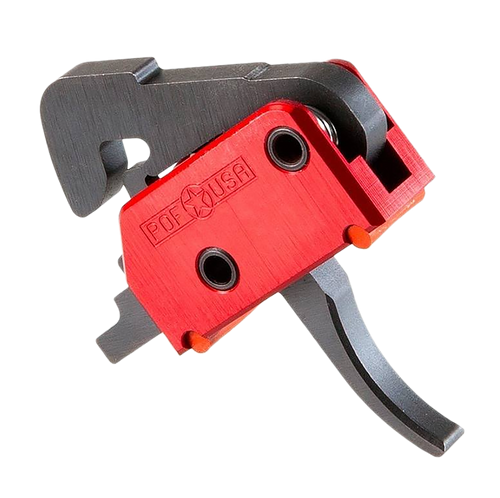 Patriot Ordnance Factory 00457 Drop-In  Single-Stage Curved Trigger with 4.50 lbs Draw Weight & Black/Red Finish for AR-Platform