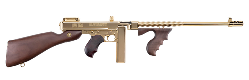 Thompson T150DTG 1927A-1 Deluxe 45 ACP Caliber with 16.50" Barrel, 20+1 Capacity (Stick), 50+1 Capacity (Drum), Titanium Gold Metal Finish, American Walnut Stock Wood Grip Right Hand