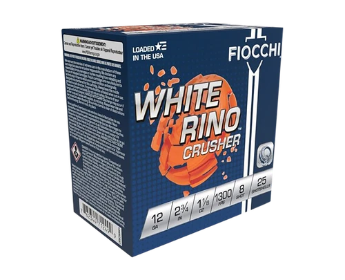 Fiocchi 12WRCRS8 Exacta Target White Rino Crusher 12Gauge 2.75" 1 1/8oz 8Shot 25 Per Box/10 Case