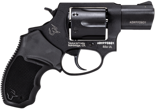 Taurus 2-85621UL 856 Ultra-Lite Small Frame 38 Special +P 6 Shot 2" Matte Black Carbon Steel Barrel & Cylinder, Matte Black Anodized Aluminum Frame, Black Finger Groove Rubber Grip