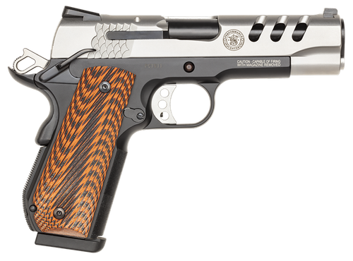 Smith & Wesson 170344 1911 Performance Center  45 ACP 4.25" Throated Barrel 8+1, Black Scandium Frame, Ported Matte Stainless Steel Slide, G10 Custom Wood Grip, Ambidextrous Safety