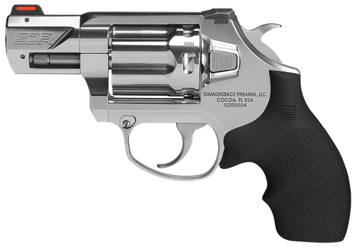 Diamondback DB0700P701 SDR  Small 9mm Luger +P 6 Shot 2" Polished Stainless Steel Barrel & Frame, Stainless Steel Cylinder, Black Hogue Rubber Grip, Exposed Hammer