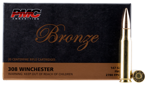 PMC 308B Bronze  308Win 147gr Full Metal Jacket Boat Tail 20 Per Box/25 Case