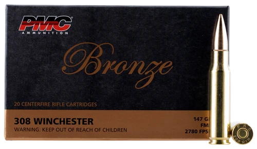 PMC 308B Bronze  308Win 147gr Full Metal Jacket Boat Tail 20 Per Box/25 Case