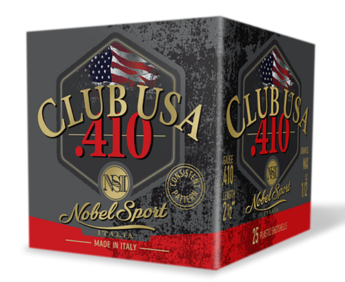 Nobel/eurosports Llc ANS4128  Club USA 410Gauge 2.50" 1/2oz 8Shot 25 Per Box/10 Case