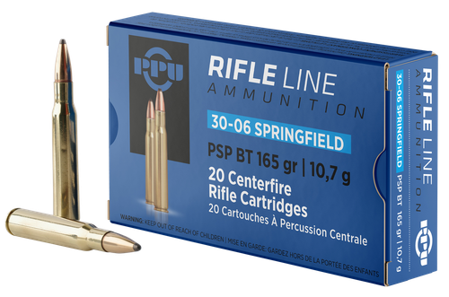 PPU PP30062 Standard Rifle  30-06Springfield 165gr Pointed Soft Point Boat Tail 20 Per Box/10 Case