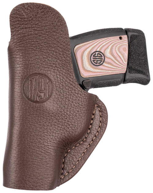 1791 Gunleather FCD1BRWL Fair Chase  IWB Size 01 Brown Leather Deer Hide Belt Clip Fits Ruger LCP 380/S&W Bodyguard Left Hand