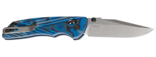 Hogue 24273 Deka  3.25" Folding Clip Point Plain Stone Tumbled CPM MagnaCut Steel Blade, G-Mascus Blue Aluminum/G10 Handle