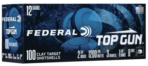 Federal TG121008 Top Gun  12Gauge 2.75" 1 1/8oz 8Shot 100 Per Box/2 Case