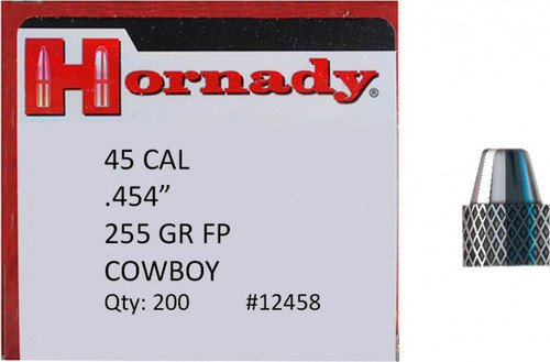 Hornady 12458 Frontier Lead 45 Cal .454 255 gr Flat Point Cowboy 200 Per Box/ 8 Case