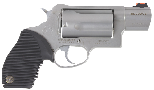 Taurus 2441039TC Judge Public Defender Small Frame 45 Colt (Long Colt)/ 410 Bore 5rd 2" Matte Stainless Steel Barrel, Cylinder & Frame, Black Ribber Grip, Transfer Bar Safety, Exposed Hammer